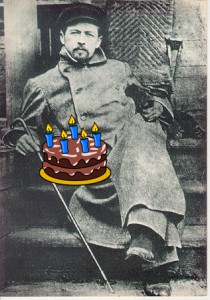 Anton Chekhov with birthday cake